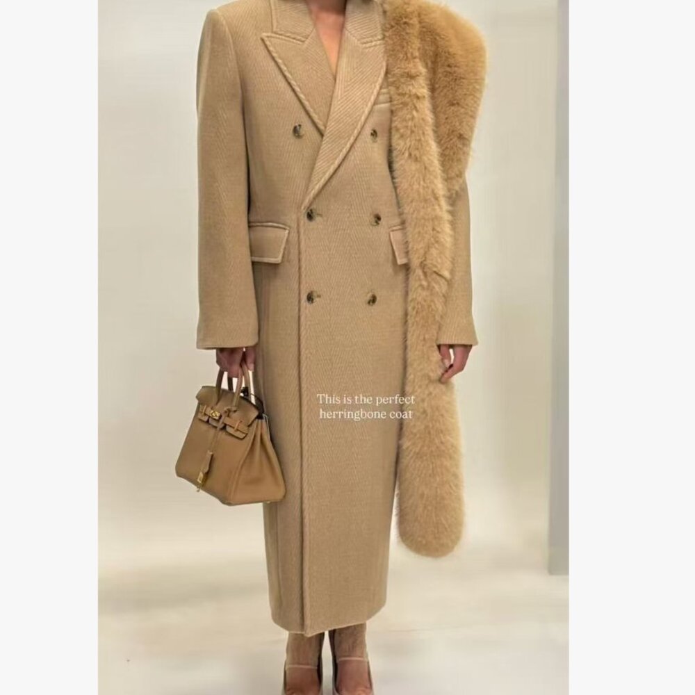 NWT Helsa Boyfriend Long Coat Toast Beige Quiet Lux